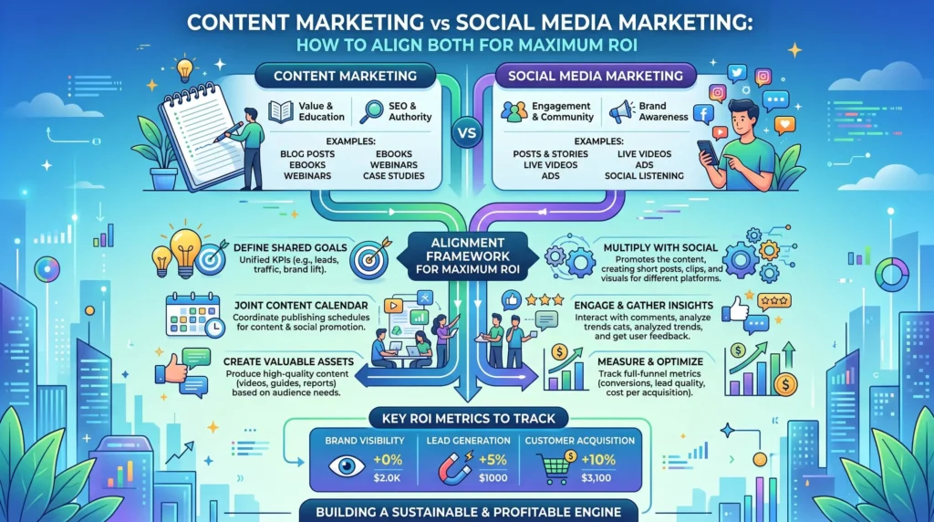 Content Marketing vs Social Media Marketing: How to Align Both for Maximum ROI